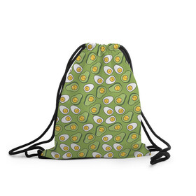Рюкзак-мешок 3D с принтом Avocado and Eggs в городе Новоалтайск, 100% полиэстер | плотность ткани — 200 г/м2, размер — 35 х 45 см; лямки — толстые шнурки, застежка на шнуровке, без карманов и подкладки | avo | avocado | avoegg | egg | eggs | авокадо | яйца