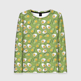 Женский лонгслив 3D с принтом Avocado and Eggs в городе Новоалтайск, 100% полиэстер | длинные рукава, круглый вырез горловины, полуприлегающий силуэт | avo | avocado | avoegg | egg | eggs | авокадо | яйца