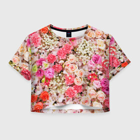 Женская футболка Crop-top 3D с принтом Розы | Roses в городе Новоалтайск, 100% полиэстер | круглая горловина, длина футболки до линии талии, рукава с отворотами | flora | flower | flowers | pink | rosa | rose | roses | девочке | девушке | красивая | мода | парню | подарок | прикольная | природа | приятная | роза | розовая | розы | стильная | текстура | тренд | флора | цветок | цветочки