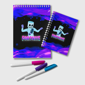 Блокнот с принтом Fortnite Marshmallow в городе Новоалтайск, 100% бумага | 48 листов, плотность листов — 60 г/м2, плотность картонной обложки — 250 г/м2. Листы скреплены удобной пружинной спиралью. Цвет линий — светло-серый
 | epic | fortnite | marshmallow | marshmello | битва | герои | градиент | детские | джокер | диджей | игра | игроман | карась | компьютерные | лого | логотипигры | маршмеллоу | маска | музыка | огонь | онлайн | персонажи