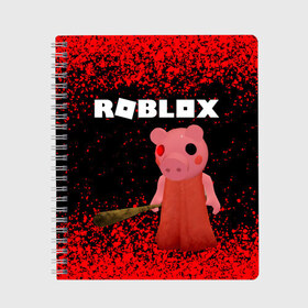Тетрадь с принтом Roblox piggy Свинка Пигги в городе Новоалтайск, 100% бумага | 48 листов, плотность листов — 60 г/м2, плотность картонной обложки — 250 г/м2. Листы скреплены сбоку удобной пружинной спиралью. Уголки страниц и обложки скругленные. Цвет линий — светло-серый
 | game | gamer | logo | minecraft | piggi | roblox | simulator | игра | конструктор | лого | пигги | свинья | симулятор | строительство | фигура
