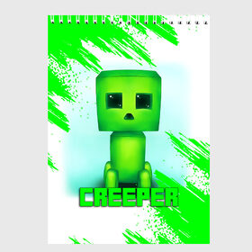 Скетчбук с принтом MINECRAFT CREEPER в городе Новоалтайск, 100% бумага
 | 48 листов, плотность листов — 100 г/м2, плотность картонной обложки — 250 г/м2. Листы скреплены сверху удобной пружинной спиралью | creeper | game | minecraft | блоки | игра | квадраты | компьютерная | крипер | криппер | майнкрафт | огонь