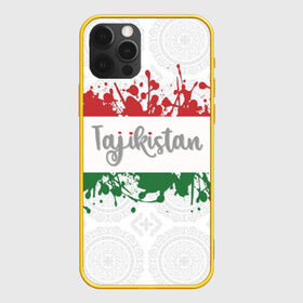 Чехол для iPhone 12 Pro Max с принтом Таджикистан в городе Новоалтайск, Силикон |  | asia | blots | drops | flag | paint | republic of tajikistan | splashes | state | азия | брызги | государство | капли | кляксы | краска | республика | таджикистан | флаг