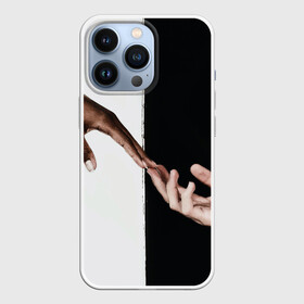 Чехол для iPhone 13 Pro с принтом Касание в городе Новоалтайск,  |  | Тематика изображения на принте: контраст | любовь | люди | руки | черно белые
