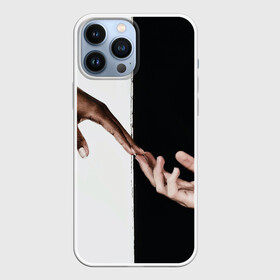 Чехол для iPhone 13 Pro Max с принтом Касание в городе Новоалтайск,  |  | Тематика изображения на принте: контраст | любовь | люди | руки | черно белые