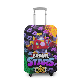 Чехол для чемодана 3D с принтом BRAWL STARS SURGE. в городе Новоалтайск, 86% полиэфир, 14% спандекс | двустороннее нанесение принта, прорези для ручек и колес | brawl stars | crow | gale | leon | leon shark | max | nani | sally leon | shark | sprout | surge | tara | virus 8 bit | werewolf leon | акула | берли | бравл старс | ворон | макс | нани | оборотень