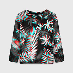 Детский лонгслив 3D с принтом ПАЛЬМЫ | TROPICAL GLITCH в городе Новоалтайск, 100% полиэстер | длинные рукава, круглый вырез горловины, полуприлегающий силуэт
 | glitch | hotline miami | neon | new retro wave | outrun | outrun electro | paints | palmen | rainbow | retro | retrowave | summer | synth | synthwave | tropical | глитч | краски | лето | неон | пальмы | радуга | ретро | тропики | хотлайн 