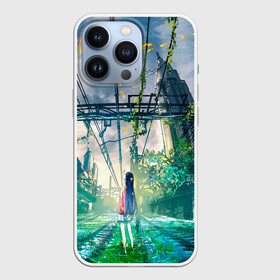 Чехол для iPhone 13 Pro с принтом Девушка одна в аниме мире в городе Новоалтайск,  |  | Тематика изображения на принте: аниме | архитектура | бабочки | город | девушка | здание | иллюстрация | мир | одиночество | растения | рисунок | рыбы | свет | улица | фон