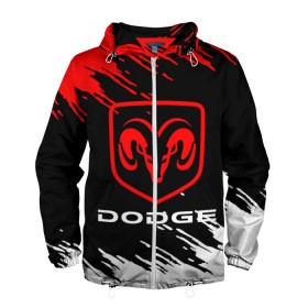 Мужская ветровка 3D с принтом DODGE. в городе Новоалтайск, 100% полиэстер | подол и капюшон оформлены резинкой с фиксаторами, два кармана без застежек по бокам, один потайной карман на груди | 2020 | auto | dodge | sport | авто | автомобиль | автомобильные | бренд | додж | марка | машины | спорт
