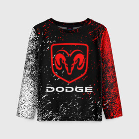 Детский лонгслив 3D с принтом DODGE. в городе Новоалтайск, 100% полиэстер | длинные рукава, круглый вырез горловины, полуприлегающий силуэт
 | 2020 | auto | dodge | sport | авто | автомобиль | автомобильные | бренд | додж | марка | машины | спорт