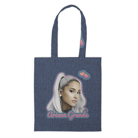 Сумка 3D повседневная с принтом Ariana Grande Jeans в городе Новоалтайск, 100% полиэстер | Плотность: 200 г/м2; Размер: 34×35 см; Высота лямок: 30 см | ariana grande | grande | heart | jeans | pink | team | ариана гранде | гранде | джинса | джинсовый | джинсы | для фанатов | надпись | попса | розовый | сердечки | синий | текстура | фанатам