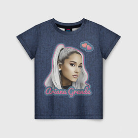 Детская футболка 3D с принтом Ariana Grande Jeans в городе Новоалтайск, 100% гипоаллергенный полиэфир | прямой крой, круглый вырез горловины, длина до линии бедер, чуть спущенное плечо, ткань немного тянется | ariana grande | grande | heart | jeans | pink | team | ариана гранде | гранде | джинса | джинсовый | джинсы | для фанатов | надпись | попса | розовый | сердечки | синий | текстура | фанатам