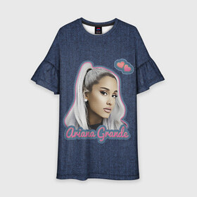 Детское платье 3D с принтом Ariana Grande Jeans в городе Новоалтайск, 100% полиэстер | прямой силуэт, чуть расширенный к низу. Круглая горловина, на рукавах — воланы | Тематика изображения на принте: ariana grande | grande | heart | jeans | pink | team | ариана гранде | гранде | джинса | джинсовый | джинсы | для фанатов | надпись | попса | розовый | сердечки | синий | текстура | фанатам