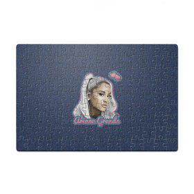 Пазл магнитный 126 элементов с принтом Ariana Grande Jeans в городе Новоалтайск, полимерный материал с магнитным слоем | 126 деталей, размер изделия —  180*270 мм | Тематика изображения на принте: ariana grande | grande | heart | jeans | pink | team | ариана гранде | гранде | джинса | джинсовый | джинсы | для фанатов | надпись | попса | розовый | сердечки | синий | текстура | фанатам