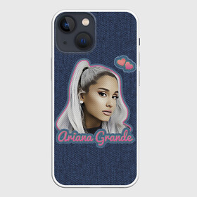 Чехол для iPhone 13 mini с принтом Ariana Grande Jeans в городе Новоалтайск,  |  | Тематика изображения на принте: ariana grande | grande | heart | jeans | pink | team | ариана гранде | гранде | джинса | джинсовый | джинсы | для фанатов | надпись | попса | розовый | сердечки | синий | текстура | фанатам