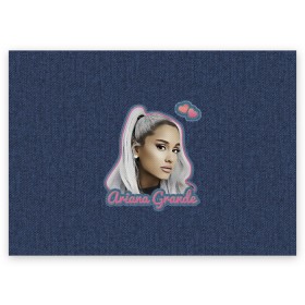 Поздравительная открытка с принтом Ariana Grande Jeans в городе Новоалтайск, 100% бумага | плотность бумаги 280 г/м2, матовая, на обратной стороне линовка и место для марки
 | ariana grande | grande | heart | jeans | pink | team | ариана гранде | гранде | джинса | джинсовый | джинсы | для фанатов | надпись | попса | розовый | сердечки | синий | текстура | фанатам