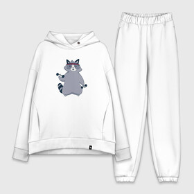 Женский костюм хлопок Oversize с принтом Фитнесс Енот в городе Новоалтайск,  |  | fitness | raccoon | trash panda | workout | арт | бицуха | бицуху | воркаут | вуркаут | гантели | енот | енотик | енотом | еноты | забавный | занимается | качает | качается | милый | мусорная панда | с гантелями | смешной