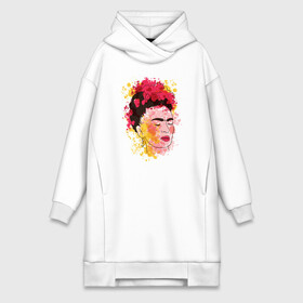 Платье-худи хлопок с принтом Фрида Кало в городе Новоалтайск,  |  | frida kahlo | splash | splashes | автопортрет | брызги | буйство | живопись | искусство | калло | кало | картина | краски | красок | красочная | красочный | летняя | лето | мексика | мексиканка | портрет | сочная