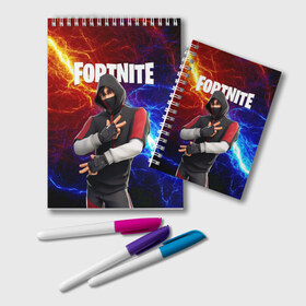 Блокнот с принтом FORTNITE x IKONIK ФОРТНАЙТ ИКОНИК в городе Новоалтайск, 100% бумага | 48 листов, плотность листов — 60 г/м2, плотность картонной обложки — 250 г/м2. Листы скреплены удобной пружинной спиралью. Цвет линий — светло-серый
 | Тематика изображения на принте: deadmau5 | fortnite | fortnite 2 | fortnite x маршмелло | ikonik | marshmello | ninja | ninja streamer | raven | travis scott | ворон | иконик | ниндзя | пили | рейвен | трэвис скотт | фортнайт