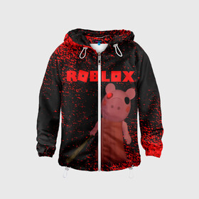 Детская ветровка 3D с принтом Roblox piggy/Свинка Пигги. в городе Новоалтайск, 100% полиэстер | подол и капюшон оформлены резинкой с фиксаторами, по бокам два кармана без застежек, один потайной карман на груди | game | gamer | logo | minecraft | piggi | roblox | simulator | игра | конструктор | лого | пигги | свинья | симулятор | строительство | фигура