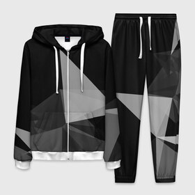 Мужской костюм 3D с принтом Camo - Black & White в городе Новоалтайск, 100% полиэстер | Манжеты и пояс оформлены тканевой резинкой, двухслойный капюшон со шнурком для регулировки, карманы спереди | abstract | abstraction | color | geometry | polygon | polygonal | абстракция | геометрия | полигоны | психоделика