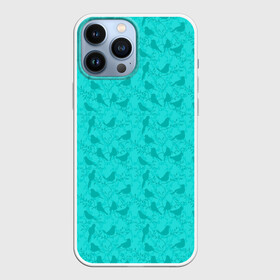 Чехол для iPhone 13 Pro Max с принтом Зеленые птицы летний узор в городе Новоалтайск,  |  | бежевый | бирюзовый | зеленый | нейтральный | паттерн | повседневный | принт | природа | птицы | птички | светлый | силуэты | узор