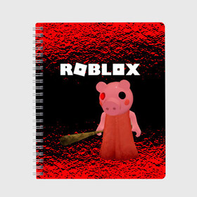 Тетрадь с принтом Roblox piggy Свинка Пигги в городе Новоалтайск, 100% бумага | 48 листов, плотность листов — 60 г/м2, плотность картонной обложки — 250 г/м2. Листы скреплены сбоку удобной пружинной спиралью. Уголки страниц и обложки скругленные. Цвет линий — светло-серый
 | game | gamer | logo | minecraft | piggi | roblox | simulator | игра | конструктор | лого | пигги | свинья | симулятор | строительство | фигура