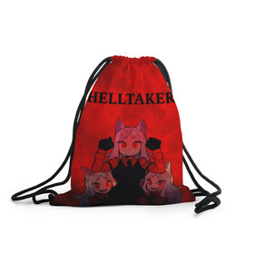 Рюкзак-мешок 3D с принтом HELLTAKER в городе Новоалтайск, 100% полиэстер | плотность ткани — 200 г/м2, размер — 35 х 45 см; лямки — толстые шнурки, застежка на шнуровке, без карманов и подкладки | anime | azazel | hell | helltaker | justice | lucifer | malina | modeus | pandemonica | zdrada | ад | аниме | демон | демонесса | здрада | иероглифы | люцифер | малина | модеус | пандемоника | правосудие | хеллтейкер | хэлтей