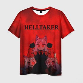 Мужская футболка 3D с принтом HELLTAKER в городе Новоалтайск, 100% полиэфир | прямой крой, круглый вырез горловины, длина до линии бедер | Тематика изображения на принте: anime | azazel | hell | helltaker | justice | lucifer | malina | modeus | pandemonica | zdrada | ад | аниме | демон | демонесса | здрада | иероглифы | люцифер | малина | модеус | пандемоника | правосудие | хеллтейкер | хэлтей