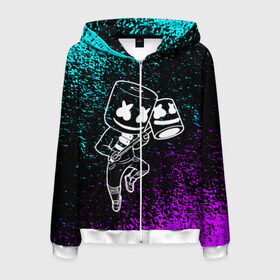Мужская толстовка 3D на молнии с принтом Fortnite Marshmello в городе Новоалтайск, 100% полиэстер | длина до линии бедра, манжеты и пояс оформлены мягкой тканевой резинкой, двухслойный капюшон со шнурком для регулировки, спереди молния, по бокам два кармана | archetype | fortnite | fortnite x | game | ikonik | marshmello | raven | архетип | ворон | игра | иконик | маршмелло | фортнайт
