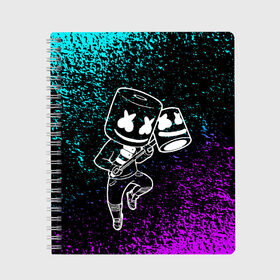 Тетрадь с принтом Fortnite Marshmello в городе Новоалтайск, 100% бумага | 48 листов, плотность листов — 60 г/м2, плотность картонной обложки — 250 г/м2. Листы скреплены сбоку удобной пружинной спиралью. Уголки страниц и обложки скругленные. Цвет линий — светло-серый
 | Тематика изображения на принте: archetype | fortnite | fortnite x | game | ikonik | marshmello | raven | архетип | ворон | игра | иконик | маршмелло | фортнайт