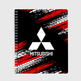 Тетрадь с принтом MITSUBISHI в городе Новоалтайск, 100% бумага | 48 листов, плотность листов — 60 г/м2, плотность картонной обложки — 250 г/м2. Листы скреплены сбоку удобной пружинной спиралью. Уголки страниц и обложки скругленные. Цвет линий — светло-серый
 | Тематика изображения на принте: mitsubishi | sport | митсубиси | митсубиши | спорт