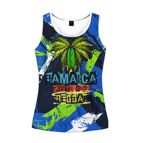 Женская майка 3D с принтом Jamaica Roots and reggae в городе Новоалтайск, 100% полиэстер | круглая горловина, прямой силуэт, длина до линии бедра | jamaica | reggae | roots | летняя | лето | надпись | пальма | раста | регги | рэгги | текст | фраза | ямайка