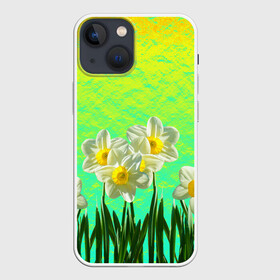 Чехол для iPhone 13 mini с принтом Солнечные Нарциссы в городе Новоалтайск,  |  | Тематика изображения на принте: flowers | nature | summer | sun | бутоны | зелень | кислотный | краски | лазурный | лепестки | летний | лето | листья | нарцисс | нарциссы | неоновый | поле | природа | растения | ромашки | сад | солнечный | солнце