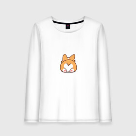 Женский лонгслив хлопок с принтом Корги в городе Новоалтайск, 100% хлопок |  | corgi | love | животные | карикатура | корги | любовь | сердце