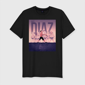 Мужская футболка хлопок Slim с принтом Нейт Диаз(Nate Diaz) в городе Новоалтайск, 92% хлопок, 8% лайкра | приталенный силуэт, круглый вырез ворота, длина до линии бедра, короткий рукав | арт. | бои | бокс | единоборства | мма