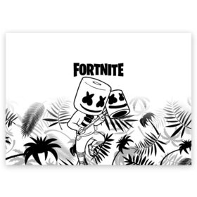 Поздравительная открытка с принтом FORTNITE MARSHMELLO. в городе Новоалтайск, 100% бумага | плотность бумаги 280 г/м2, матовая, на обратной стороне линовка и место для марки
 | archetype | fortnite | fortnite x | game | ikonik | marshmello | raven | архетип | ворон | игра | иконик | маршмелло | фортнайт