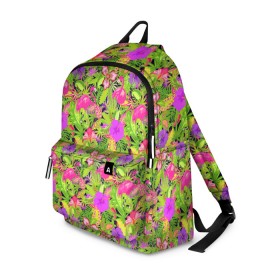 Рюкзак 3D с принтом Flamingo | Tropical в городе Новоалтайск, 100% полиэстер | лямки с регулируемой длиной, сверху петелька, чтобы рюкзак можно было повесить на вешалку. Основное отделение закрывается на молнию, как и внешний карман. Внутри два дополнительных кармана, один из которых закрывается на молнию. По бокам два дополнительных кармашка | Тематика изображения на принте: flamingo | flamingos | flower | flowers | neon | pink | rose | summer | девочке | девушке | красивая | летняя | неон | парню | подарок | прикольная | приятная | роза | розовая | стильная | текстура | тропики | фламинго | цветок