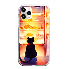 Чехол для iPhone 11 Pro Max матовый с принтом Черный кот холодильник ночь в городе Новоалтайск, Силикон |  | Тематика изображения на принте: арт | вкусняшки | ночной дожор | ночь | преступление | рисунок | холодильник | черный кот