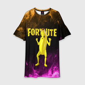 Детское платье 3D с принтом Fortnite PEELY в городе Новоалтайск, 100% полиэстер | прямой силуэт, чуть расширенный к низу. Круглая горловина, на рукавах — воланы | battle royale | fortnite | fortnite peely | game | peely | банан | игра | киберспорт | компьютерная игра | королевская битва | фортнайт | фортнайт 2 | фортнайт 3 | фортнайт банан | фортнайт глава 2 | фортнайт глава 3