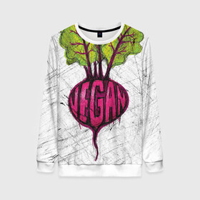 Женский свитшот 3D с принтом vegan в городе Новоалтайск, 100% полиэстер с мягким внутренним слоем | круглый вырез горловины, мягкая резинка на манжетах и поясе, свободная посадка по фигуре | vegan | веган | веганство | вегетарианец | вегетарианство | еда | зеленый | земля | зож | листья | мир | охрана | позиция | природа