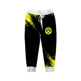 Детские брюки 3D с принтом BORUSSIA. в городе Новоалтайск, 100% полиэстер | манжеты по низу, эластичный пояс регулируется шнурком, по бокам два кармана без застежек, внутренняя часть кармана из мелкой сетки | borussia | fc | football | football club | sport | боруссия | боруссия дортмунд | дортмунда | немецкий футбольный клуб | спорт | уефа | униформа | фирменные цвета | фк | футбол | футбольный клуб