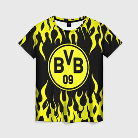 Женская футболка 3D с принтом BORUSSIA. в городе Новоалтайск, 100% полиэфир ( синтетическое хлопкоподобное полотно) | прямой крой, круглый вырез горловины, длина до линии бедер | borussia | fc | football | football club | sport | боруссия | боруссия дортмунд | дортмунда | немецкий футбольный клуб | спорт | уефа | униформа | фирменные цвета | фк | футбол | футбольный клуб