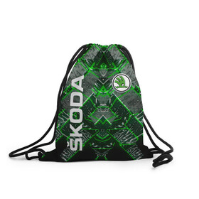 Рюкзак-мешок 3D с принтом SKODA. в городе Новоалтайск, 100% полиэстер | плотность ткани — 200 г/м2, размер — 35 х 45 см; лямки — толстые шнурки, застежка на шнуровке, без карманов и подкладки | abstract | auto | brand | car | geometry | skoda | sport | texture | абстракция | авто | автомобильные | бренд | геометрия | классика | машины | модные | спорт | стиль | текстура | шкода