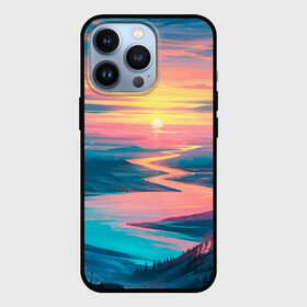 Чехол для iPhone 13 Pro с принтом Извилистая река закат природа в городе Новоалтайск,  |  | Тематика изображения на принте: арт | вектор | вид | горы | закат | зигзаг | извилистая | изогнутая | иллюстрация | ландшафт | минимализм | натур | отдых | отпуск | природа | путешествие | рассвет | река | рисунок | солнце | туризм