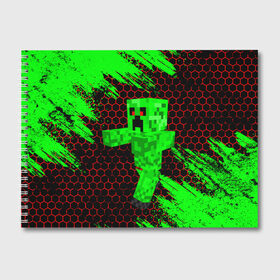 Альбом для рисования с принтом MINECRAFT CREEPER в городе Новоалтайск, 100% бумага
 | матовая бумага, плотность 200 мг. | creeper | game | minecraft | блоки | игра | квадраты | компьютерная | крипер | криппер | майнкрафт | огонь