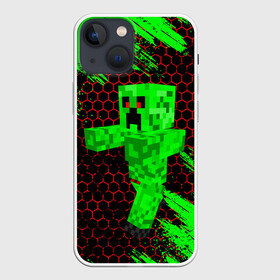 Чехол для iPhone 13 mini с принтом MINECRAFT CREEPER в городе Новоалтайск,  |  | creeper | game | minecraft | блоки | игра | квадраты | компьютерная | крипер | криппер | майнкрафт | огонь