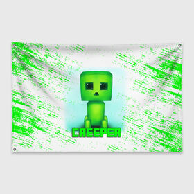 Флаг-баннер с принтом MINECRAFT CREEPER в городе Новоалтайск, 100% полиэстер | размер 67 х 109 см, плотность ткани — 95 г/м2; по краям флага есть четыре люверса для крепления | creeper | game | minecraft | блоки | игра | квадраты | компьютерная | крипер | криппер | майнкрафт | огонь