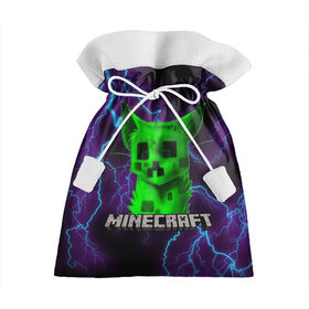 Подарочный 3D мешок с принтом MINECRAFT CREEPER CAT в городе Новоалтайск, 100% полиэстер | Размер: 29*39 см | Тематика изображения на принте: creeper | game | minecraft | блоки | игра | квадраты | компьютерная | крипер | криппер | майнкрафт | огонь