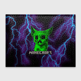 Обложка для студенческого билета с принтом MINECRAFT CREEPER CAT в городе Новоалтайск, натуральная кожа | Размер: 11*8 см; Печать на всей внешней стороне | Тематика изображения на принте: creeper | game | minecraft | блоки | игра | квадраты | компьютерная | крипер | криппер | майнкрафт | огонь